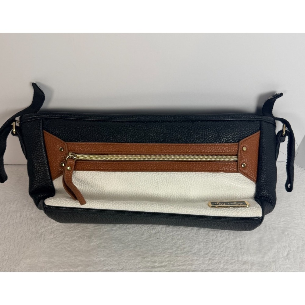 Itzy Ritzy Vegan Leather Diaper Bag Organizer Clutch Travel Pouch Black Tan